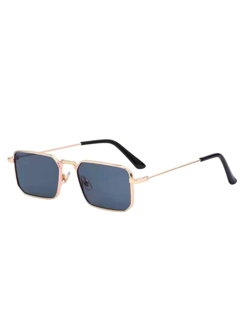 Square Gold Frame Black Lenses Unisex Sunglasses